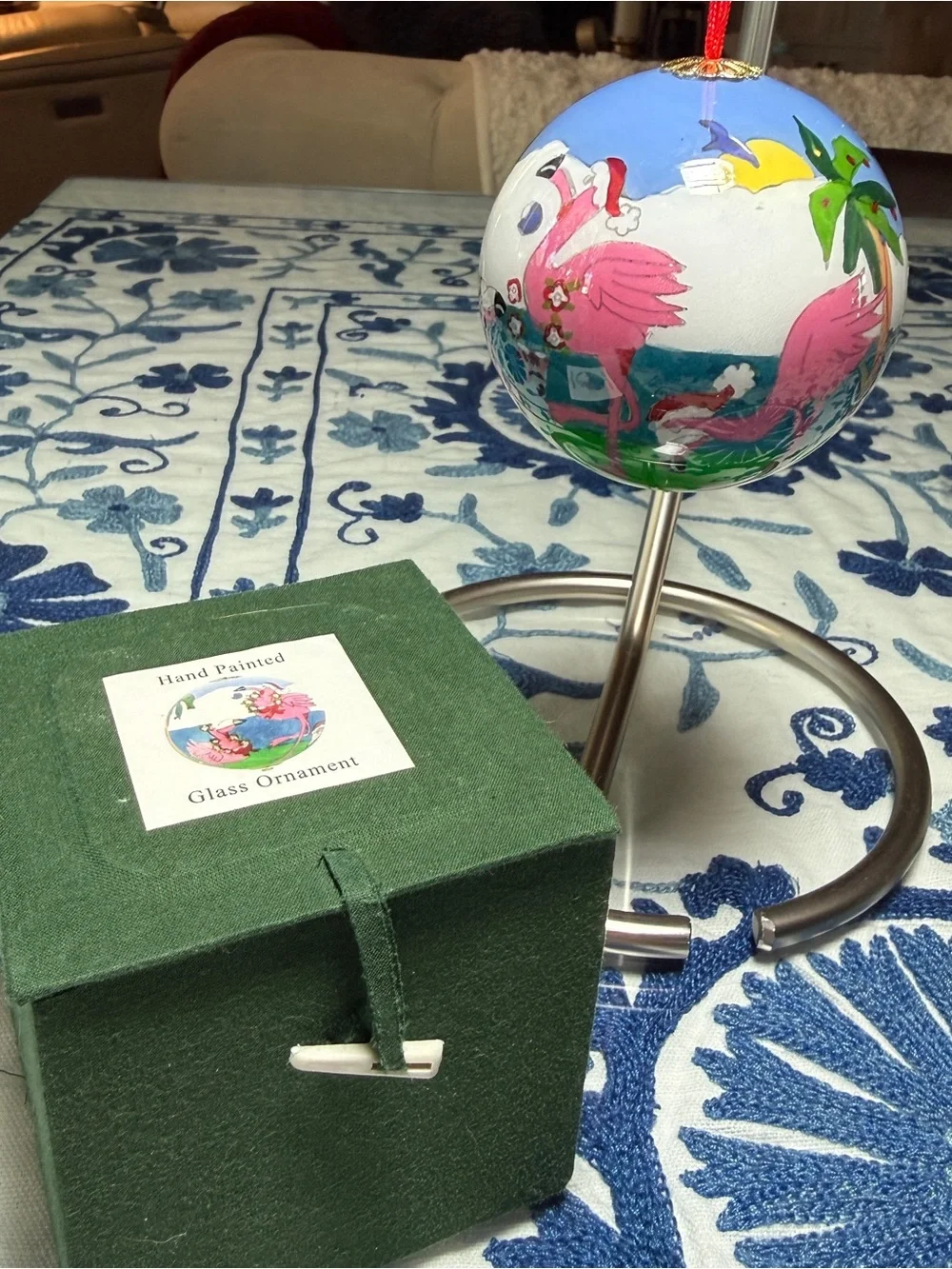 Christmas Ornament PINK FLAMINGO Vacation TOURIST Florida Handpainted Brighton